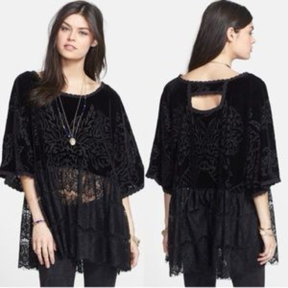 Free People Fortune Teller Velvet Lace Tunic